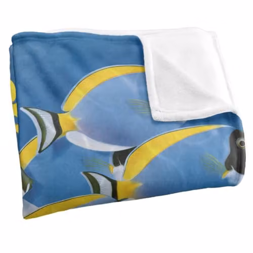 JQ Licensing Royce McClure Tang Tropical Fish Silky Touch Super Soft Fleece Throw Blanket, White, W/D/H: 152 x 127 cm – 2