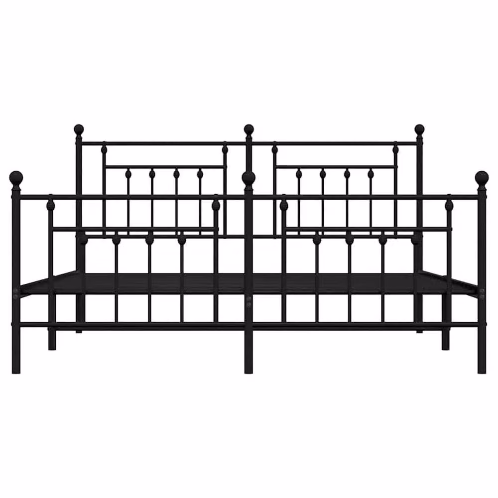Berkfield Home Metal Bed Frame with Headboard and Footboard in Black W: 183 cm, D: 213 cm – 3