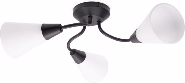 Kristina 3 Way Metal Flush Ceiling Light with Frosted White Glass Shades and LED Bulbs - Black