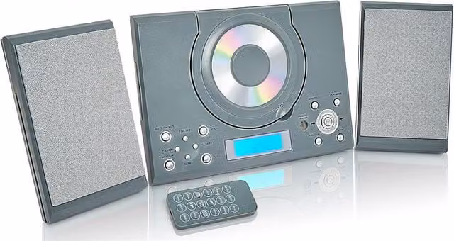 Grouptronics CD Player Radio with Clock Alarm and USB in Grey