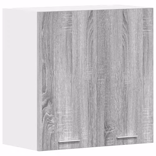 vidaXL Lyon Grey Wall Mounted Kitchen Cabinet with Hinged Doors and Internal Shelves, W/D/H: 60 x 31 x 60 cm
