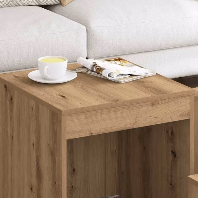 Berkfield Home Nesting Tables, 3 Piece Set in Brown Artisan Oak Engineered Wood