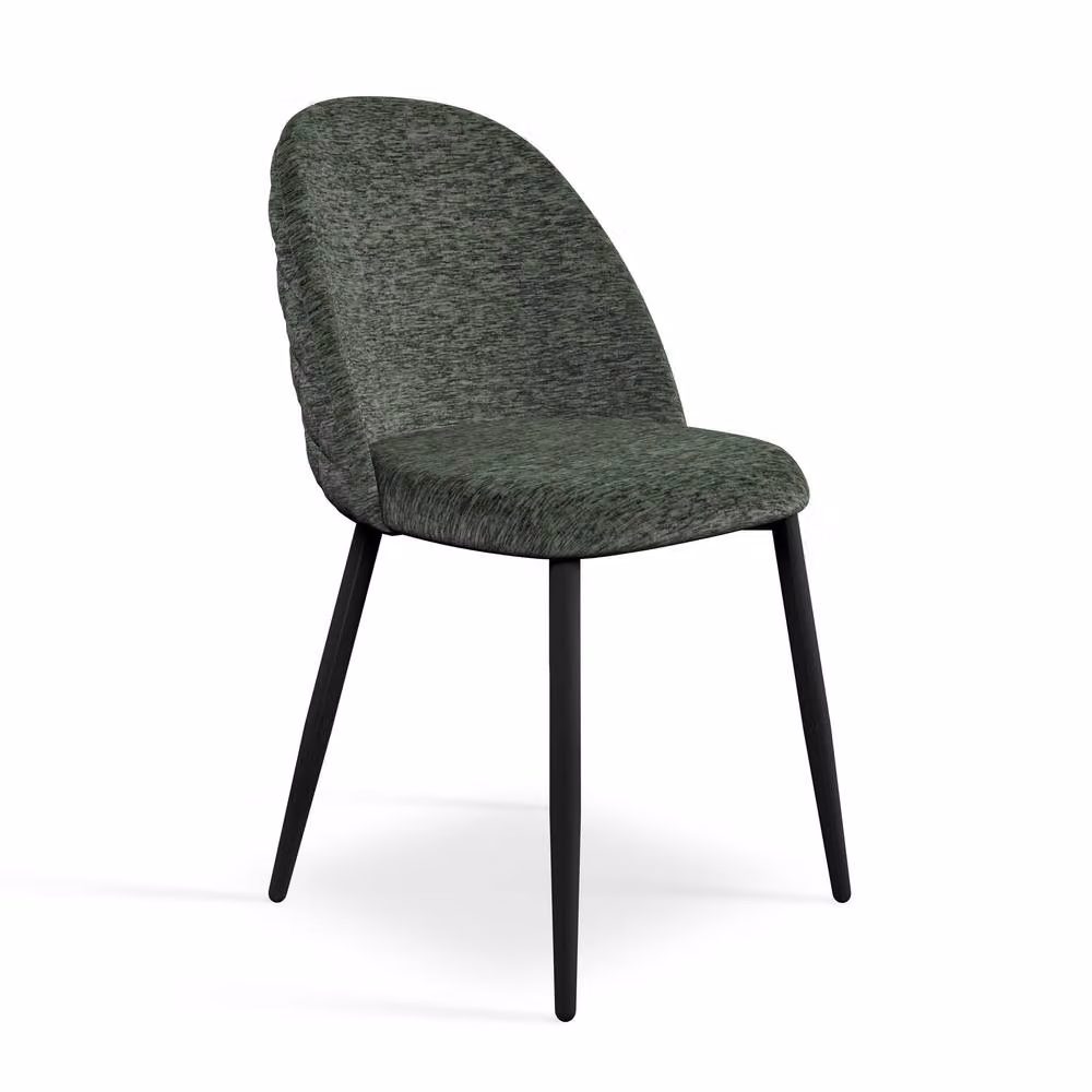 More4Homes Arlo Oak Round Dining Table with Black Legs and Set of 4 Raye Green Velvet Dining Chairs, W/D/H: 120 x 120 x 75 cm – 2