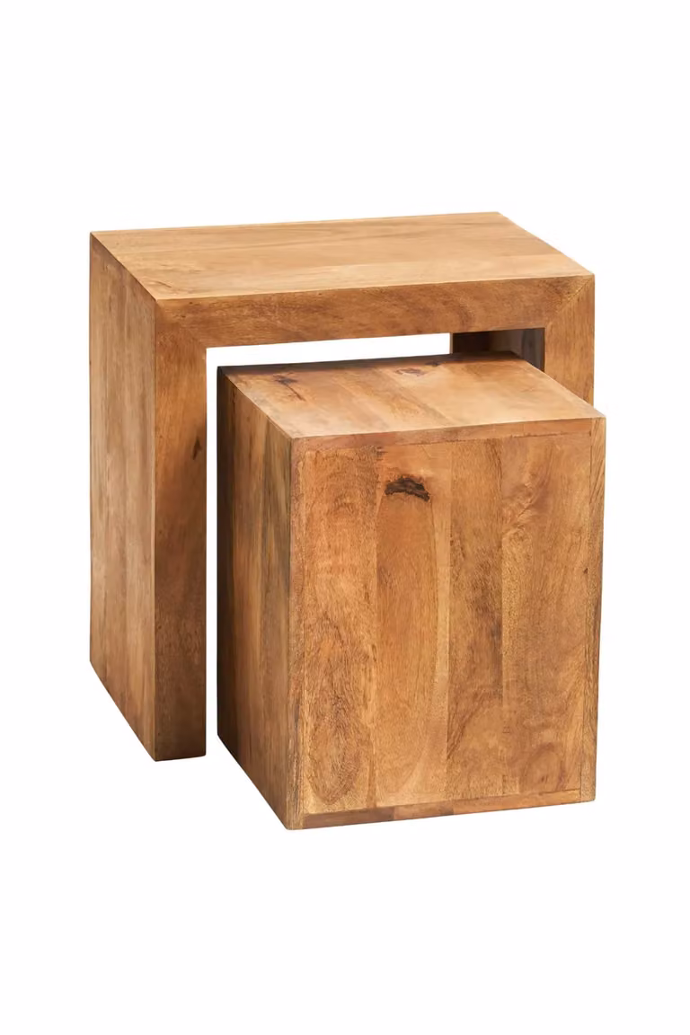 IH Design Duvid Light Mango Nest of 2 Tables in Brown Wood