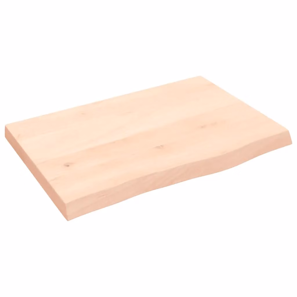 Berkfield Home Brown Untreated Solid Wood Live Edge Bathroom Countertop W: 60 cm, D: 40 cm, H: 2-4 cm