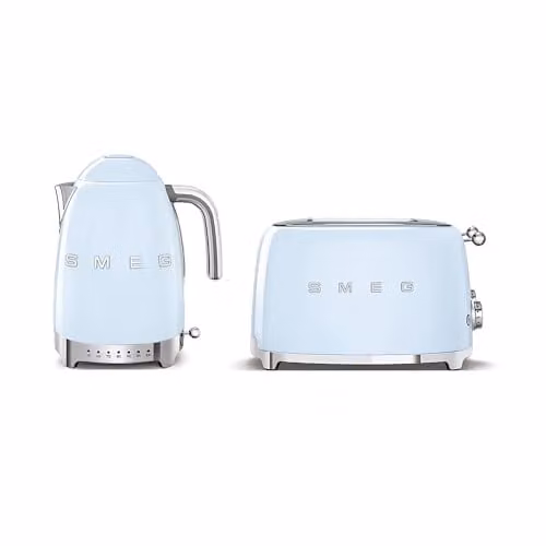 Smeg Kitchen Set with 1.7L Jug Kettle and 4 Slice Toaster in Pastel Blue
