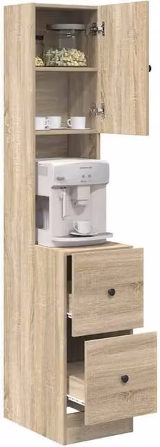 Berkfield Home Sonoma Oak Kitchen Tall Cabinet in Beige, W/D/H: 35 x 50 x 180 cm – 1