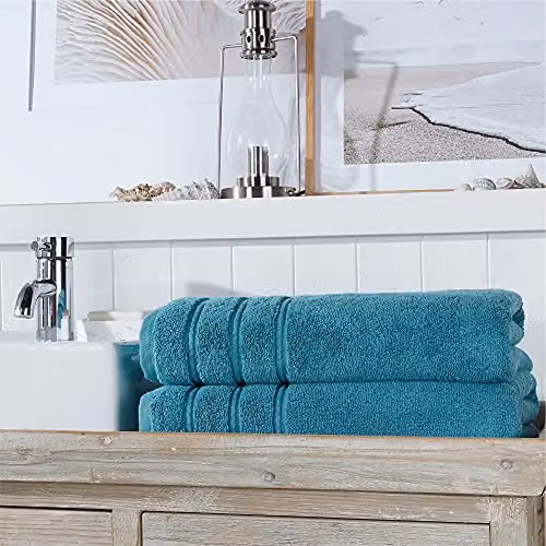 Christy Antalya Luxury Turkish Cotton Bath Sheet Set of 2 Petrol Blue W/H: 90 x 150 cm – 2