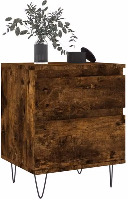 Berkfield Home Modern Bedside Cabinets, 2 Piece Set in Smoked Oak Brown, W/D/H: 40 x 35 x 50 cm – 1