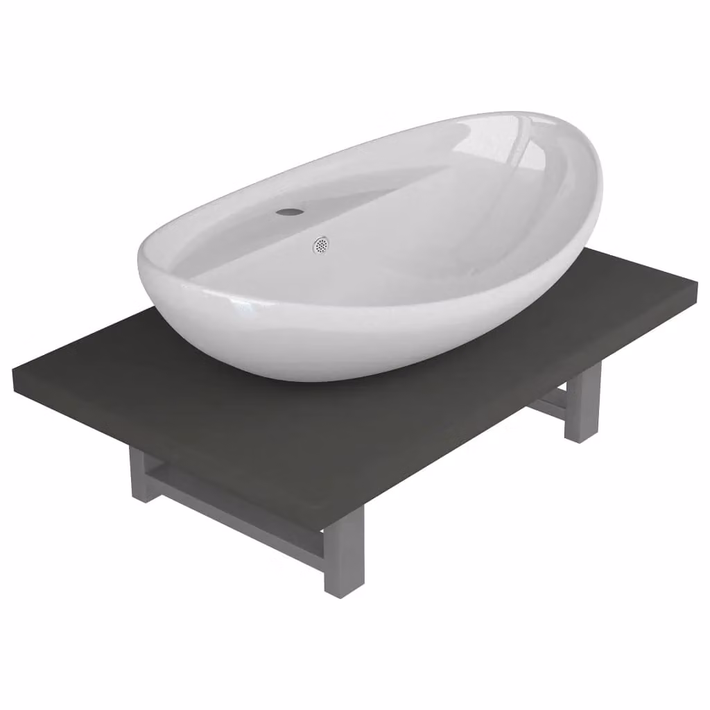 Berkfield Home Two Piece Modern Wall Mounted Bathroom Furniture Set in Glossy Ceramic Grey – 2