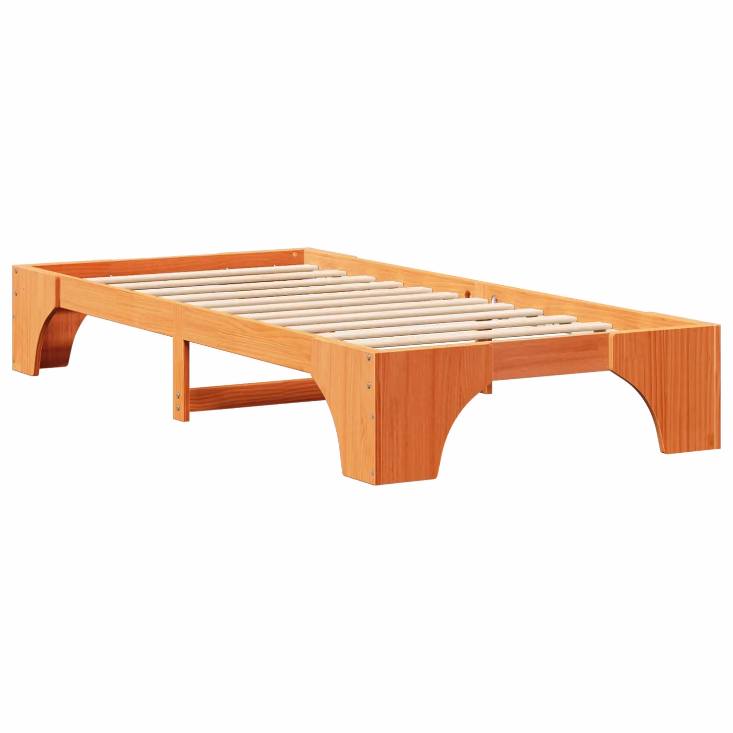Berkfield Home Single Solid Pine Wood Bed Frame in Wax Brown, W/D/H: 190 x 90 x 30 cm – 2