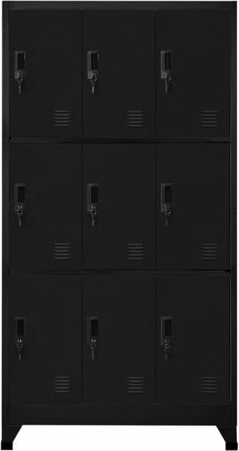 Berkfield Home Black Steel Locker Cabinet with Hinged Doors W/D/H: 90 x 45 x 180 cm