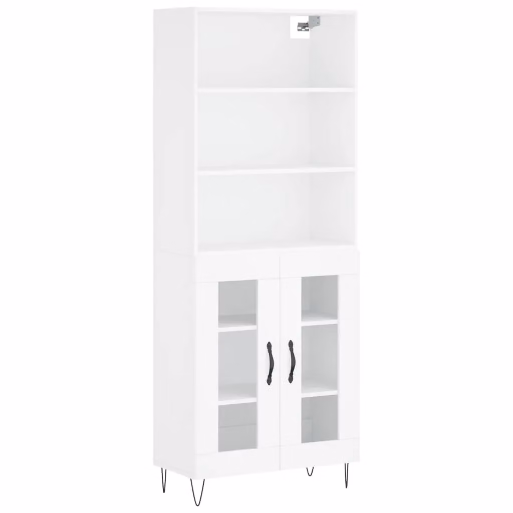 Berkfield Home Modern White Highboard with Glass Doors, W/D/H: 69.5 x 34 x 180 cm – 2