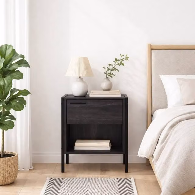 Wyld Haus Industrial Black Metal Bedside Cabinet