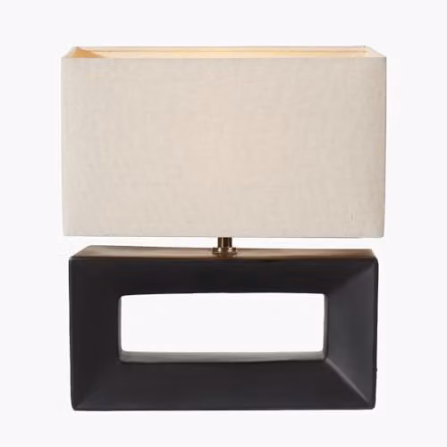 Pacific Lifestyle Abstract Square Ceramic Table Lamp with Beige Fabric Shade, Black, W: 32 cm, D: 16 cm, H: 34.5 cm – 2