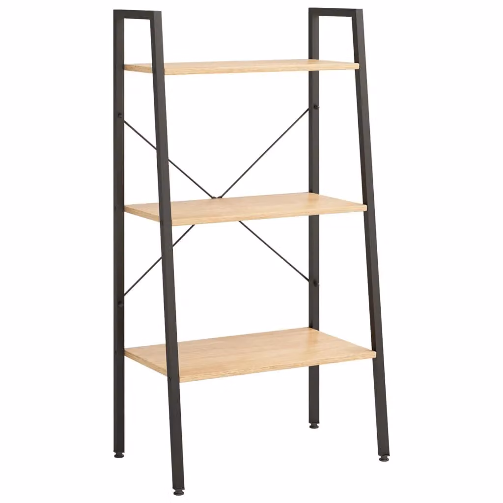 Berkfield Home 3-Tier Standing Shelf in Light Brown and Black, W/D/H: 56 x 35 x 108 cm – 2