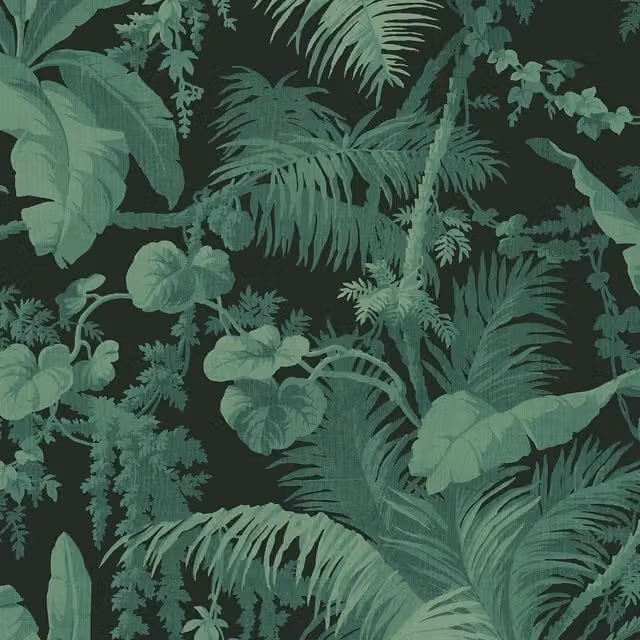 House of Hackney Pampas Botanical Floral Wallpaper in Black and Green
