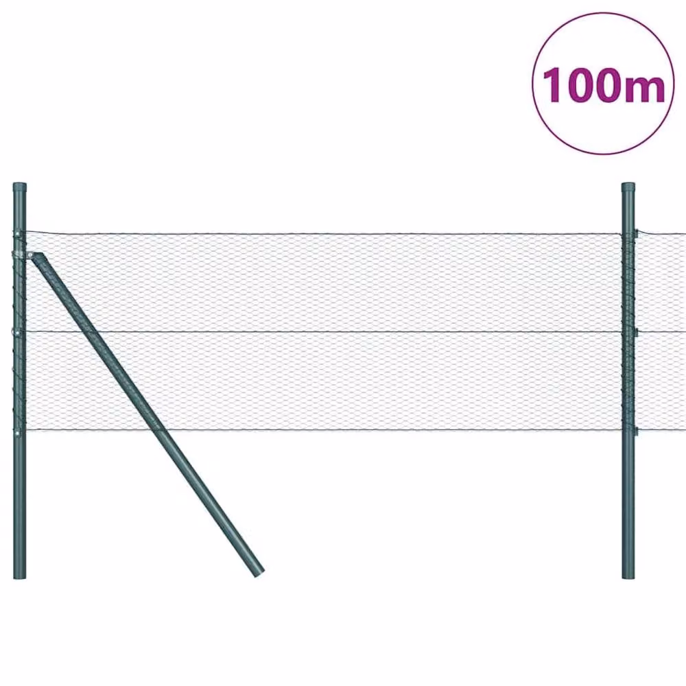 Berkfield Home Green Powder-Coated Steel Hexagon Fence, H: 0.5 m x W: 100 m – 1