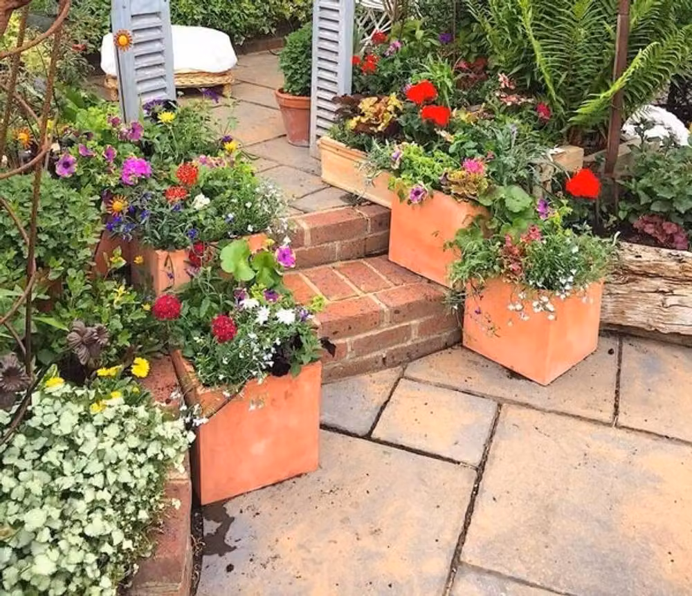 Primrose Terracotta Fibre Cube Planter Tub, Brown and Orange, W/D/H: 30 x 30 x 30 cm – 2