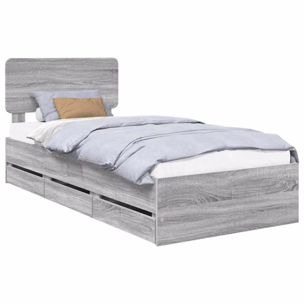 Berkfield Home Grey Sonoma Bed Frame with Drawers in Engineered Wood W/D/H: 100 x 200 cm – 2