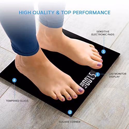 Get Fit Digital Bathroom Scales with LCD Display and Auto Shutoff in Black – 4