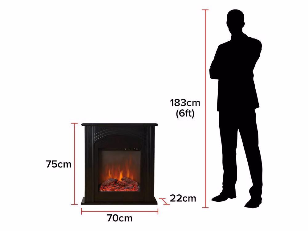 Sureflame Henlow 27 Inch Electric Fireplace Suite in Black – 3