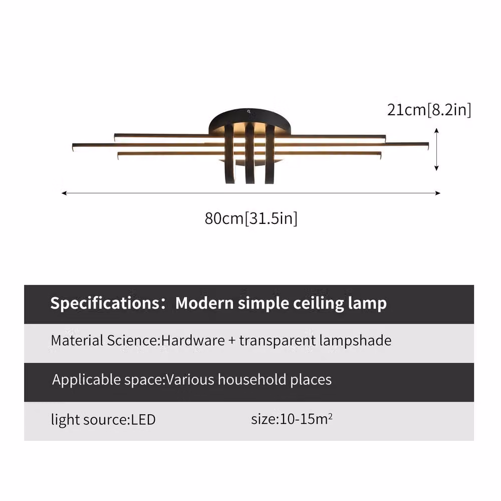 NIVOR 40W Dimmable LED Linear Ceiling Light in Black with Remote Control – 2