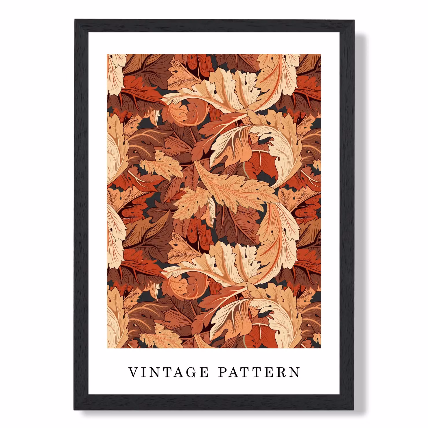 ARTZE William Morris Acanthus Floral Art Print in Orange with Black Frame, A4 – 2