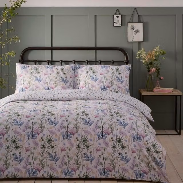 Portfolio Home Kew Floral Duvet Cover and Pillowcase Set, Pink, 90 x 200 cm