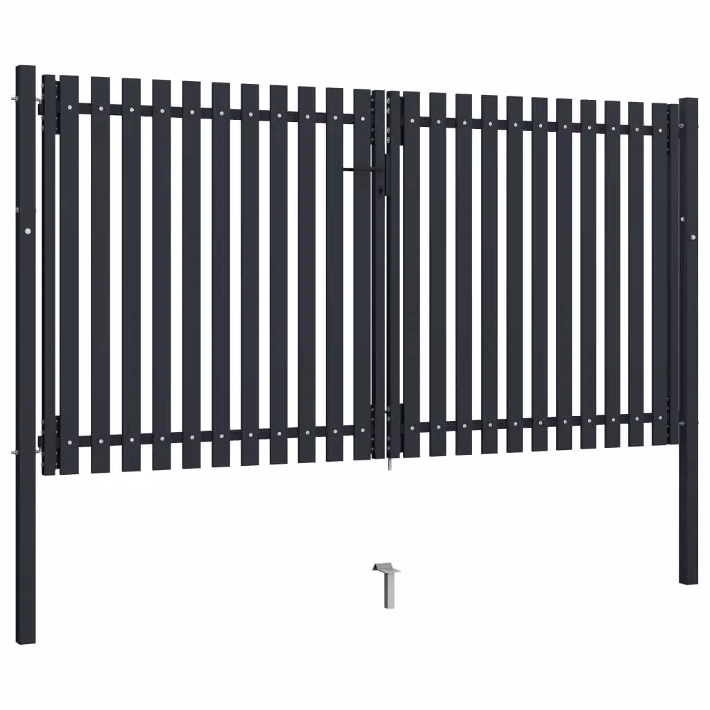 Berkfield Home Steel Double Door Swing Fence Gate in Anthracite, W: 306 cm, H: 200 cm – 2