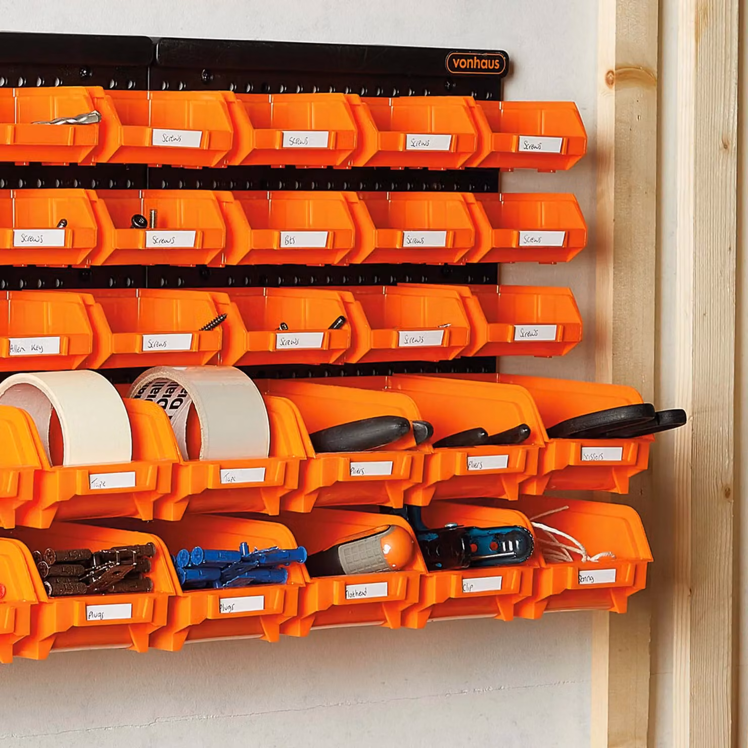 VonHaus 30 Piece Wall Mounted Workshop Storage Organiser Set in Orange – 6