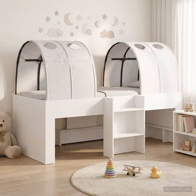 Berkfield Home 3-Piece Childrens Bed with Tunnel in White Engineered Wood – 1