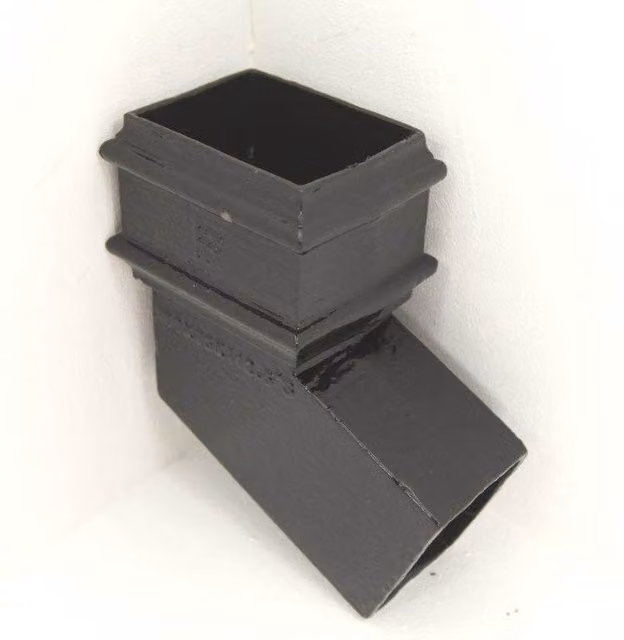 Hargreaves Premier Cast Iron Square Downpipe Bend, 112.5 Degree, 100mm, Black