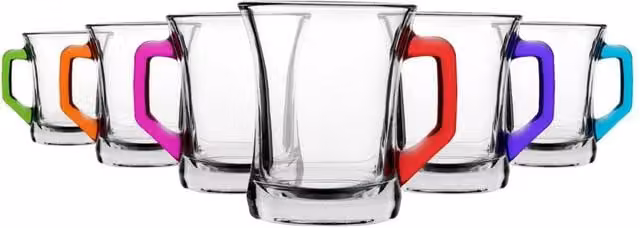 Havendro Zen+ Large Glass Coffee Mugs and Tea Latte Cup Set, Multicolour, Set of 6 – 1