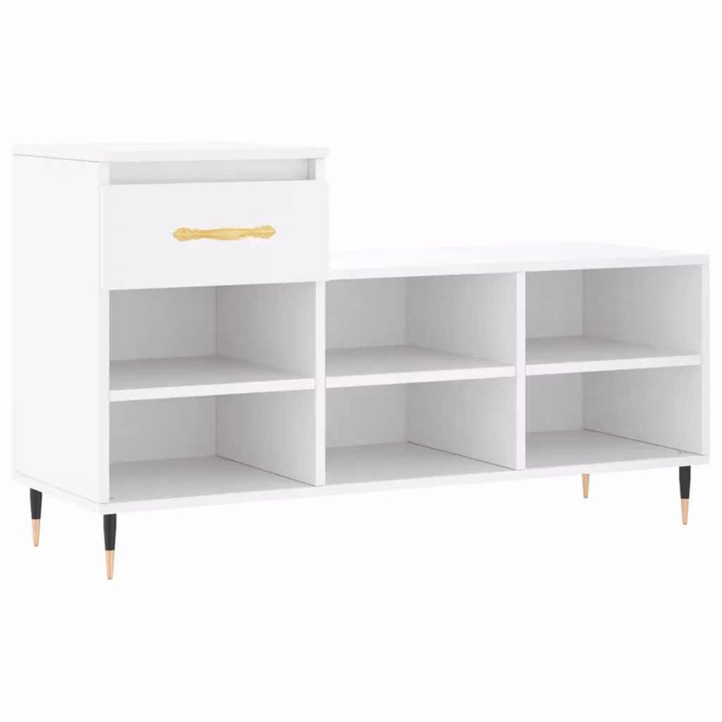 Berkfield Home Modern White Shoe Cabinet with Doors and Drawers, W/D/H: 102 x 36 x 60 cm – 2
