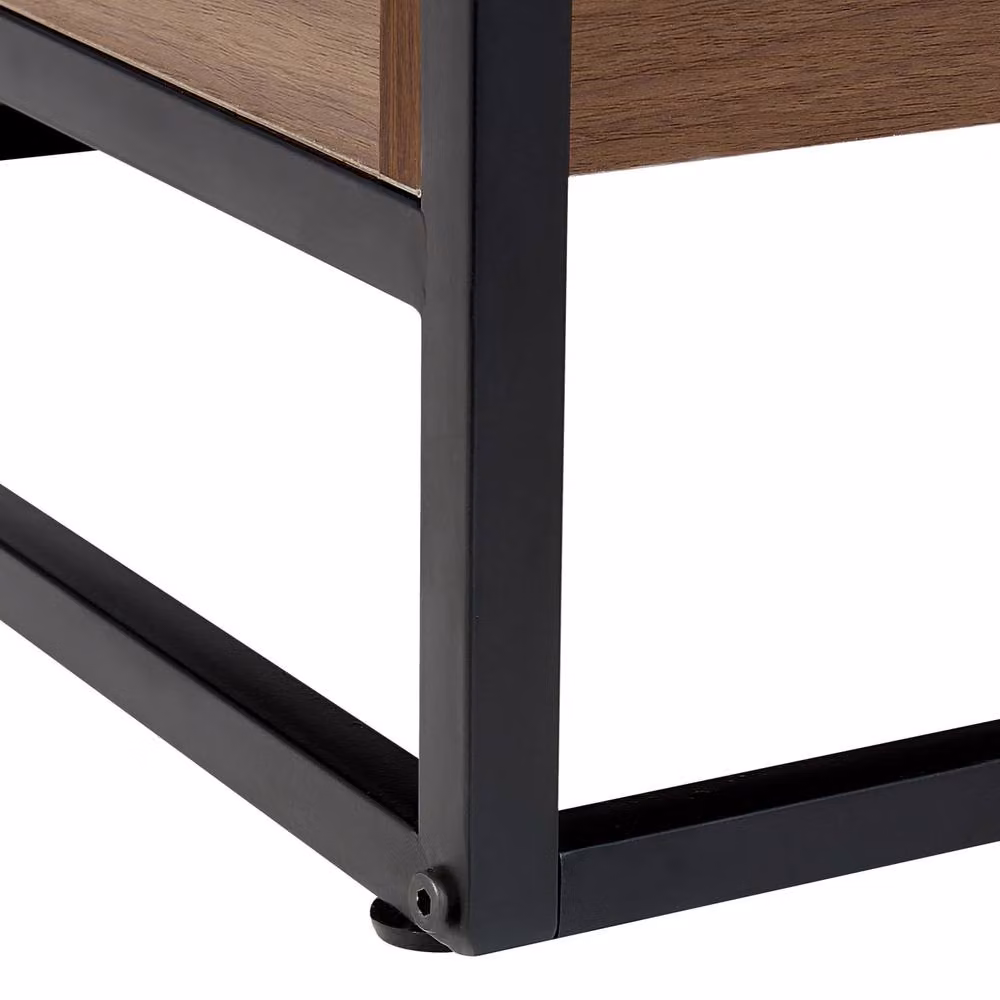 Wyld and Coco Rectangular Coffee Table with Black Tempered Glass Top and Dark Brown Metal Frame, W: 110 cm, D: 55 cm, H: 42 cm – 5