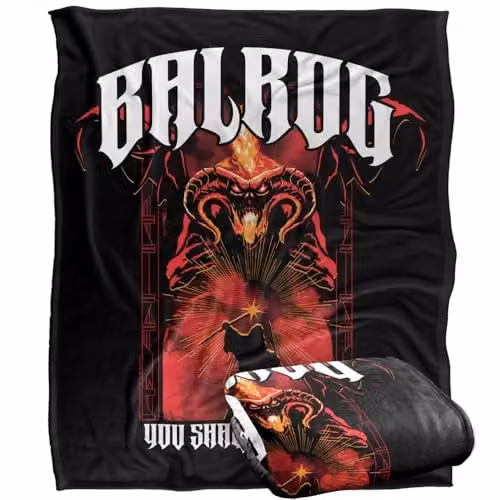 LOGOVISION The Lord Of The Rings Balrog Band Super Soft Silky Touch Fleece Throw Blanket, Multicolour, W: 152 cm, D: 127 cm