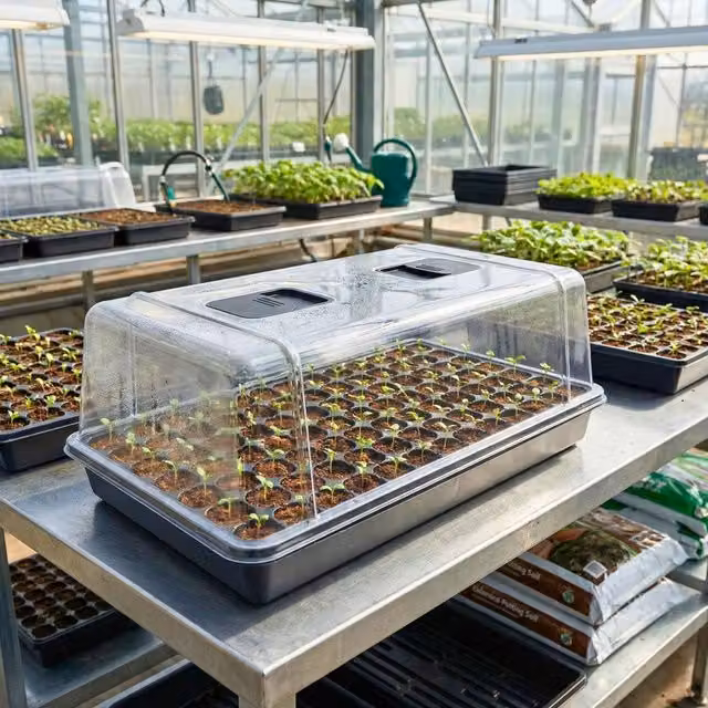Plants By Post Hard Top Propagation Kit with 104 Cocopeat Plugs in Black and Transparent