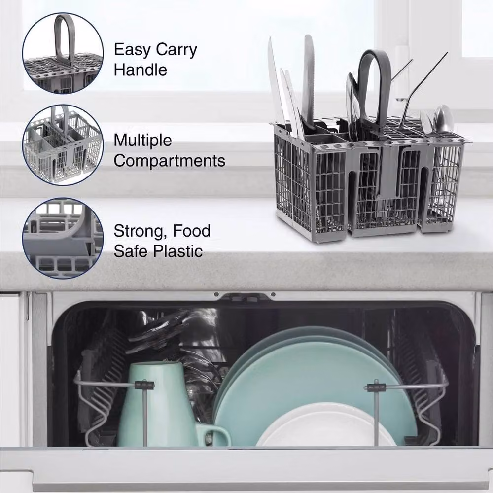 NESTLUNE Premium Dishwasher Cutlery Basket Tray with Compartments, Grey, W: 100 cm, H: 60 cm – 2