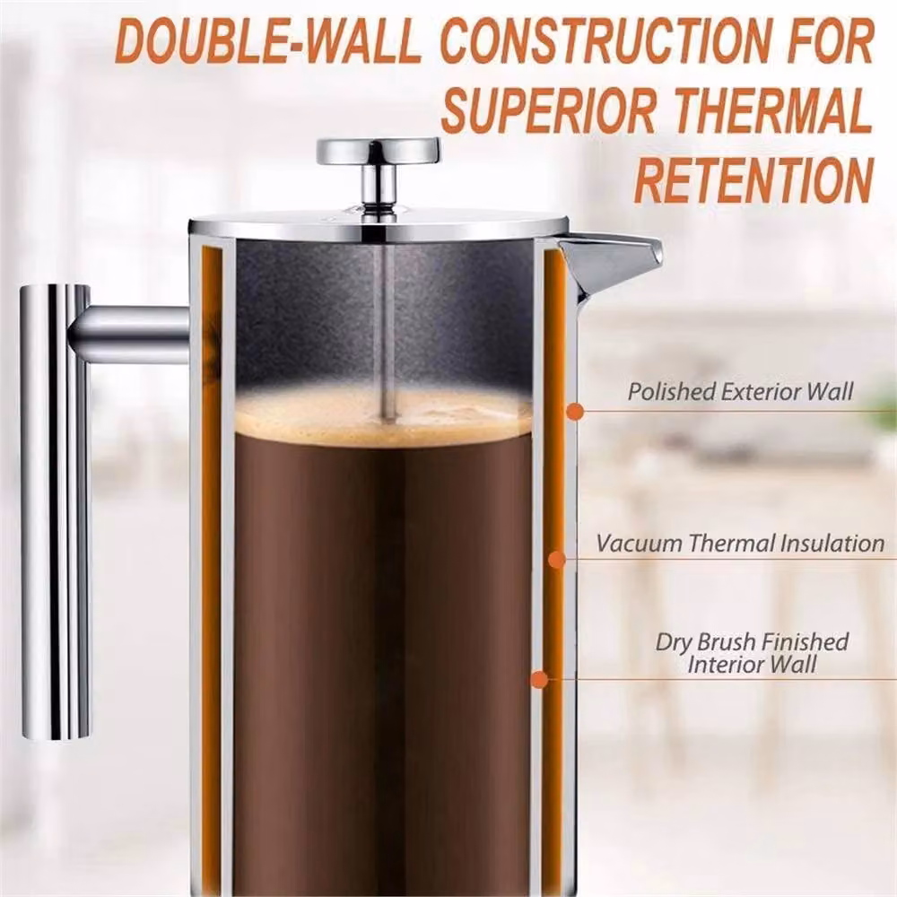 Nordara Stainless Steel French Press Coffee Maker, Silver, 600 ml – 2