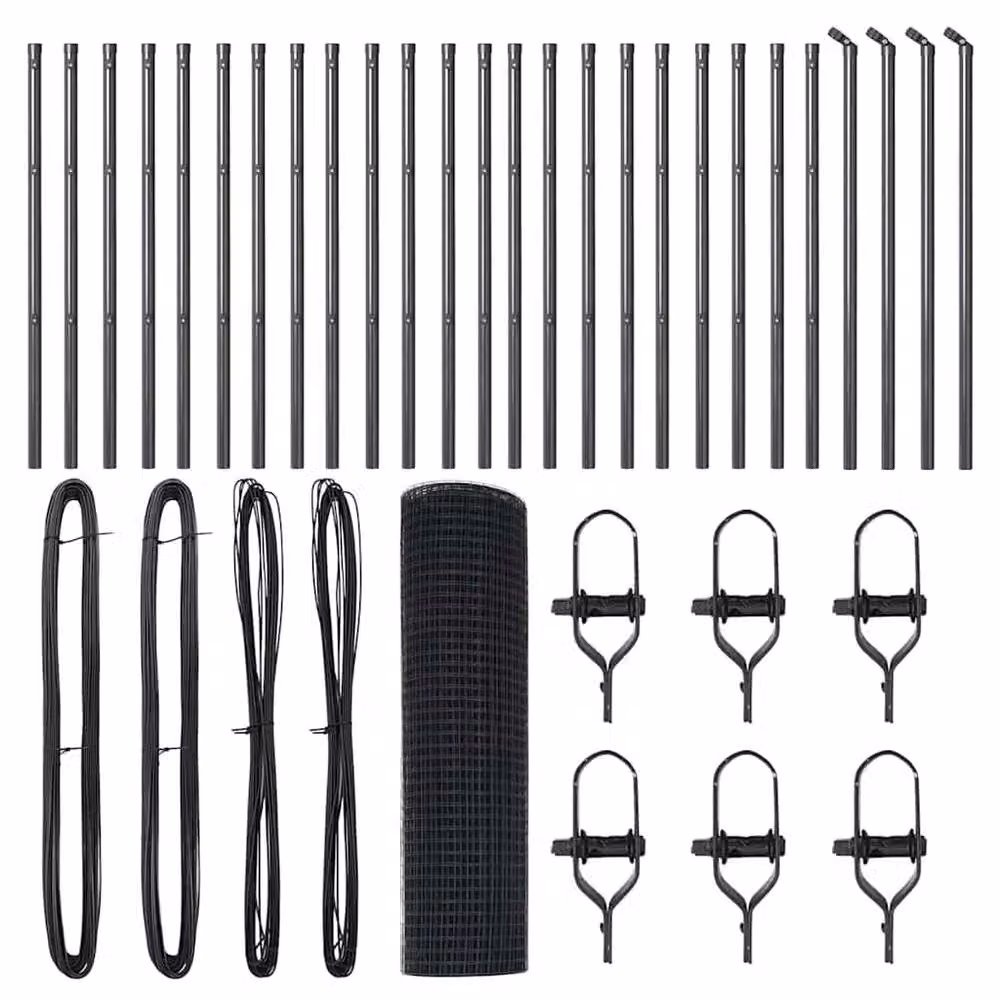 Berkfield Home Modern Welded Wire Fence with 13 Posts, Grey Steel – 5