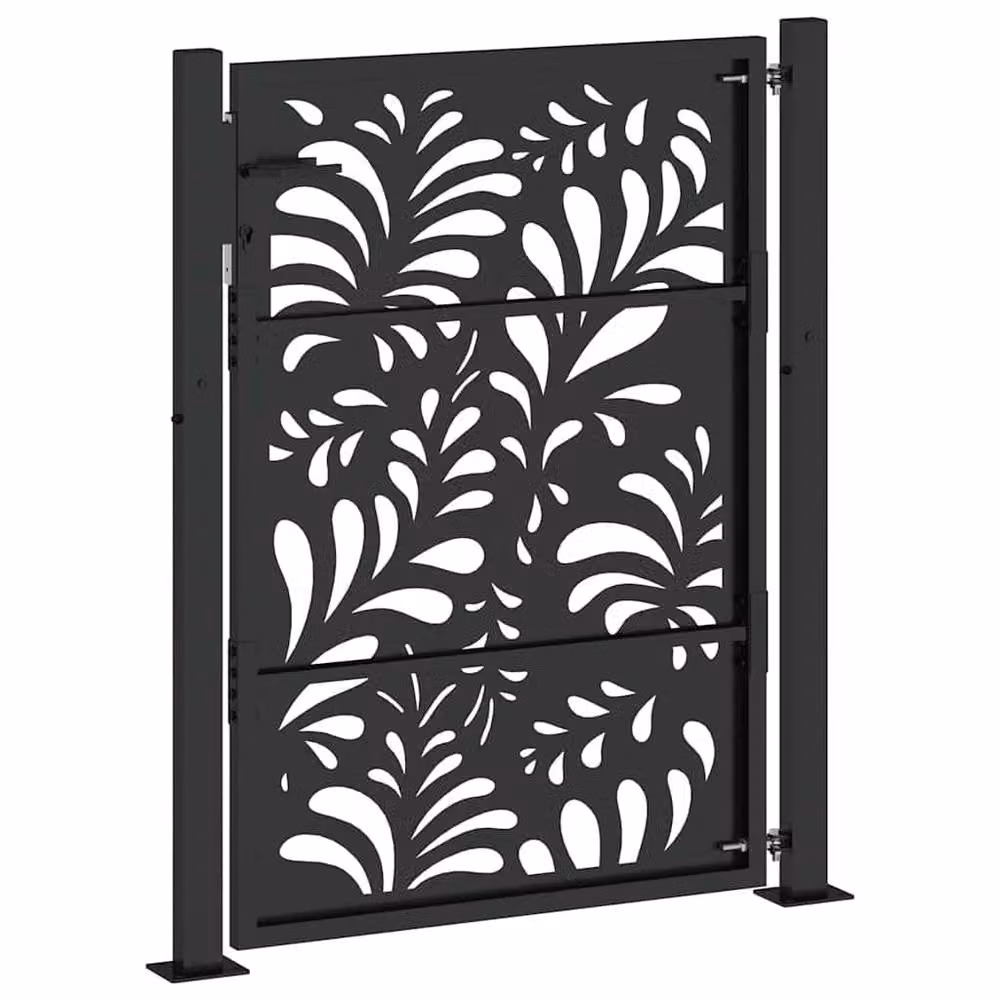 Berkfield Home Beautiful Garden Gate in Black Steel with Wave Design, W: 105 cm, H: 130 cm – 5