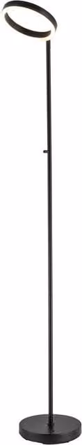 Happy Homewares Modern LED Halo Ring Floor Lamp in Black with CCT Dimmer and Adjustable Light