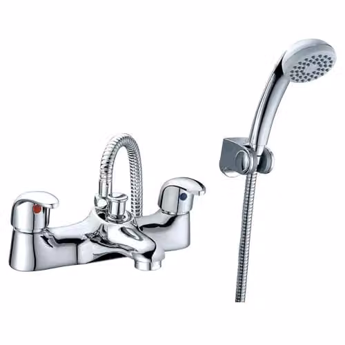 Nes Home Chrome Single Lever Bath Shower Mixer Tap and Handset Complete Set