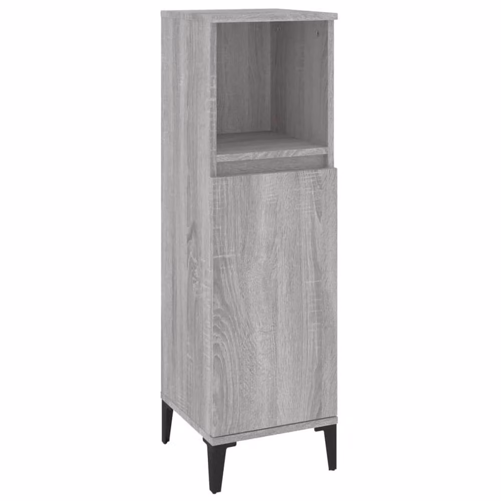 Berkfield Home 3 Piece Modern Grey Bathroom Furniture Set with Vanity Unit and Freestanding Storage – 4
