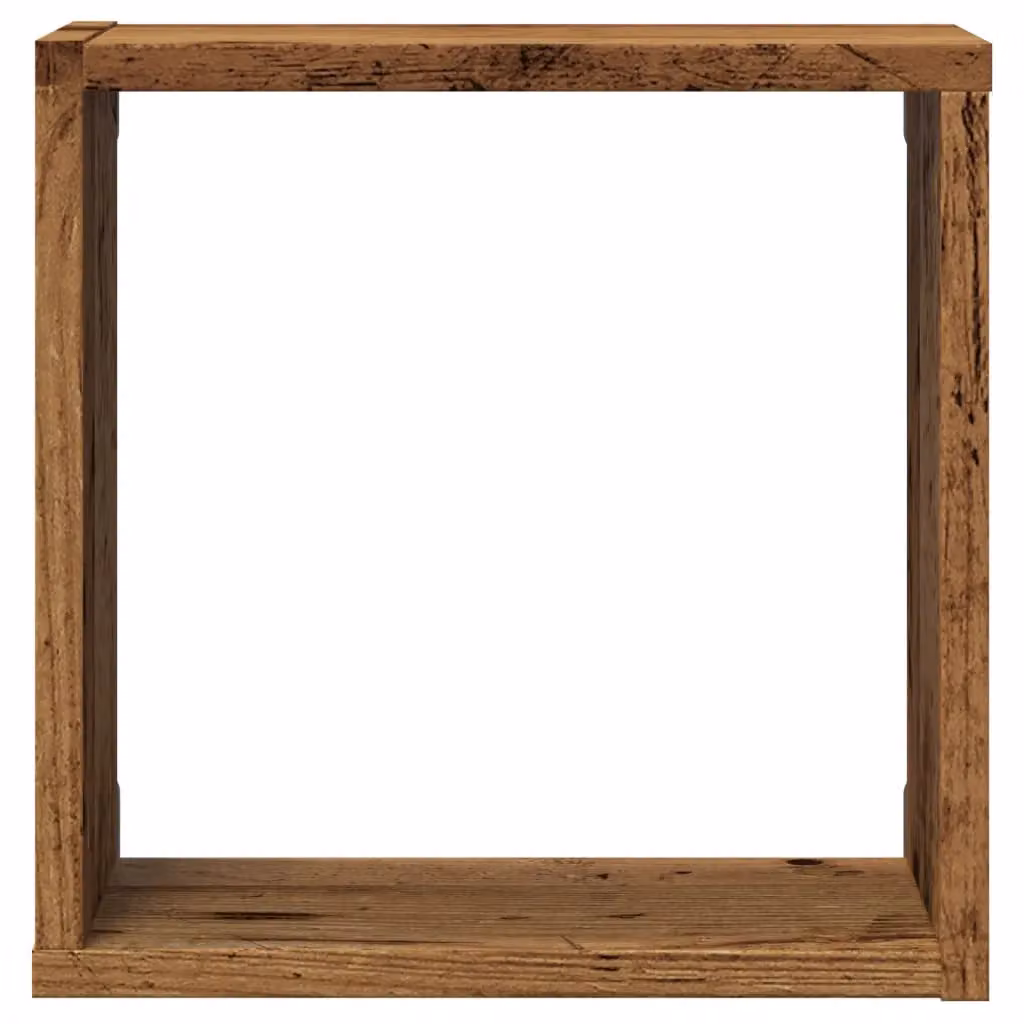 Berkfield Home Set of 4 Wall Mounted Cube Shelves in Old Wood Brown, W/D/H: 30 x 15 x 30 cm – 4