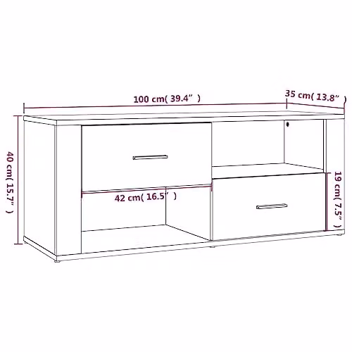 vidaXL TV Cabinet in Brown Oak, W/D/H: 100 x 40 x 40 cm – 3