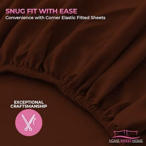 Snug City Brown Polycotton Plain Dyed Extra Deep Fitted Cot Bed Sheet W/D/H: 70 x 140 x 25 cm – 5