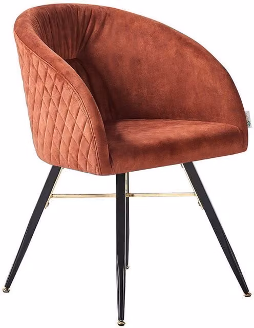Life Interiors Vittorio Velvet Dining Chair with Armrests and Black Metal Legs in Red – 2