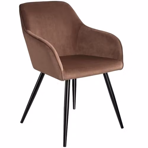 tectake Marilyn Dining Chair in Brown and Black Velvet Look with Armrests – 1